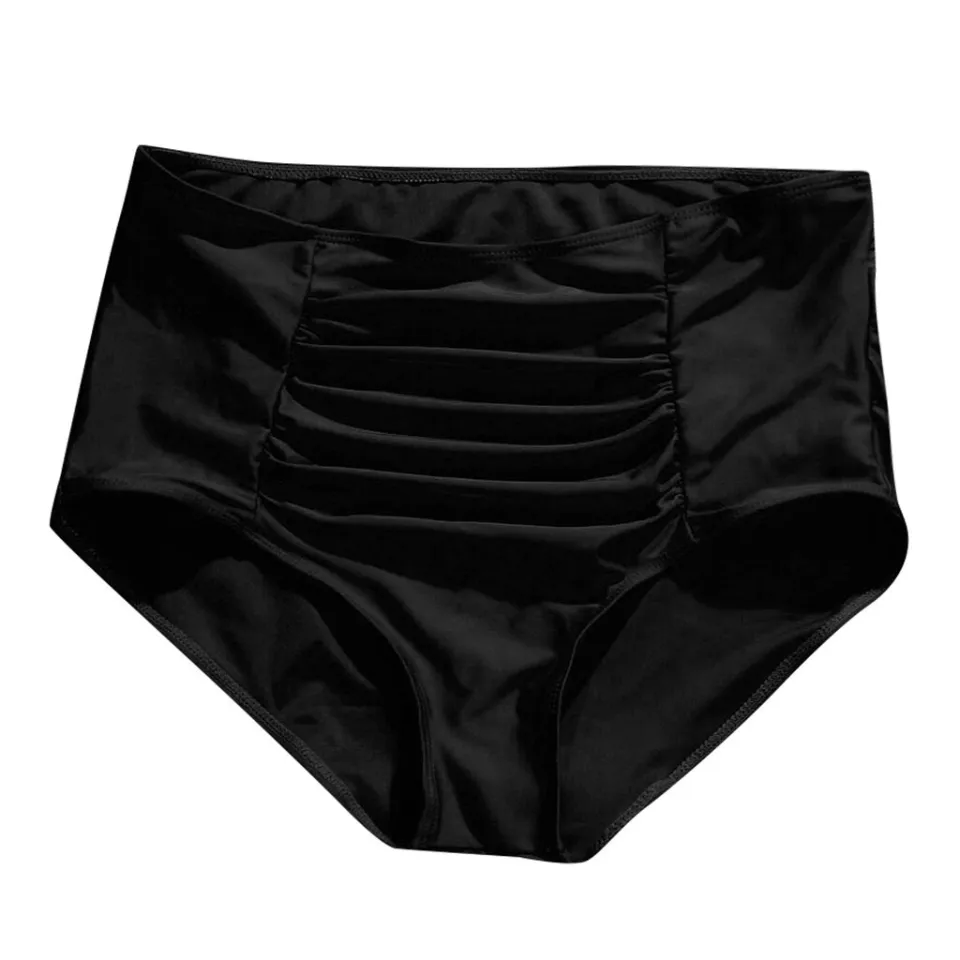 Women Beach Shorts High Waist Ruched Bikini Bottoms Tummy Control Swimsuit  Briefs Pants Swimming Shorts Basic