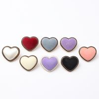 5PC Romantic Love Heart Metal Suede Covered Jeans Shank Button Apparel Sewing Craft Button DIY Shirt Sweater Scrapbook Accessory Haberdashery