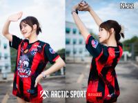 ?เสื้อกีฬา? พิมพ์ลายทั้งตัว สีแดงดำ ARCTIC SPORT รุ่น N.22 ใส่ได้ทั้งชายและหญิง