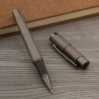 Business Frosted Gray Ballpoint Pen Gun Gray Metal Bamboo Student Office School Supplies Roller Ball Pen New Pens