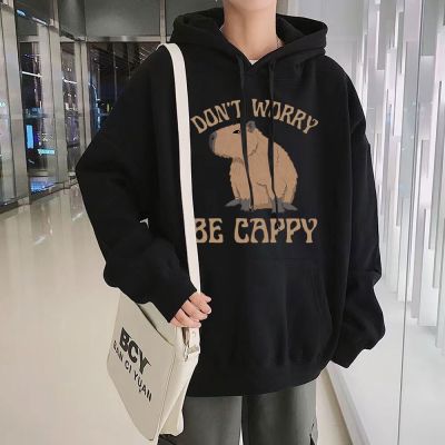 DonT Worry Be Cappy Capybara Hoodie Funny Graphic Men Women Long Sleeve Casual Sweatshirt Fleece Oversized Hoodies Streetwear Size Xxs-4Xl