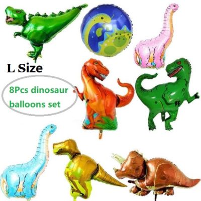 8 Pcsไดโนเสาร์ฟอยล์บอลลูนบอลลูนขนาดใหญ่Plesiosaur Triceratops Tyrannosaurus Party Supply Homeของเล่นตกแต่งสำหรับBoyตกแต่งสถานที่ใหม่ปีของขวัญเด็ก