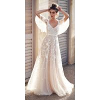 Wedding Bride V-neck Backless Lace Maxi Dress Evening Party Women Dinner Gown ชุดเดรสยาวเดรส เดรสผูใหญ่ เดรสผู้หญิง vd