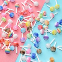 50Pcs 4MM/6MM Nails Resin Lollipop Decorations Colorful3d Nail Art Charms/Jewelry/Gems/Studs Manicure Accessories Sweets SP12