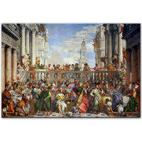 งานแต่งงานที่ Cana 1563ผ้าใบศิลปะติดผนังที่มีชื่อเสียงภาพวาดผลิตใหม่ Paolo Veronese พิมพ์ศิลปะผ้าใบตกแต่งตกแต่ง1ชิ้นกรอบด้านในหรือไร้กรอบ (ปรับแต่งได้)