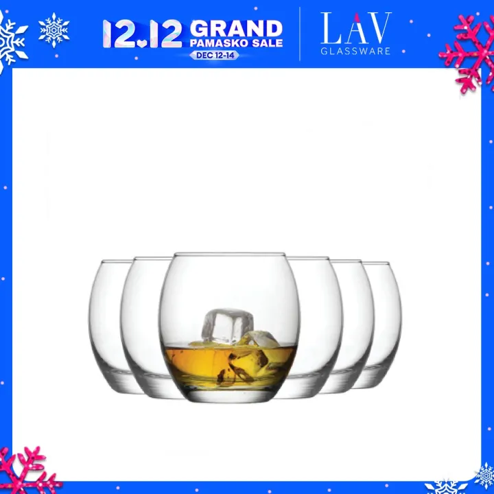 LAV 6Piece Rock Glass Tumbler Set (13 1/2 oz) Whiskey, Water, and