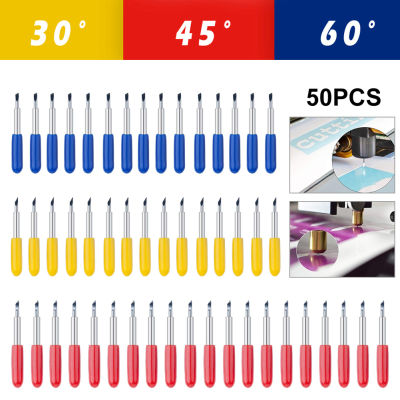 ใบมีดตัด30/45/60องศา50ชิ้น,ใบมีดสำหรับเครื่องตัด Roland ใบมีดตัดทนต่อการสึกหรอสำหรับวงกลมเครื่องทำ3สี