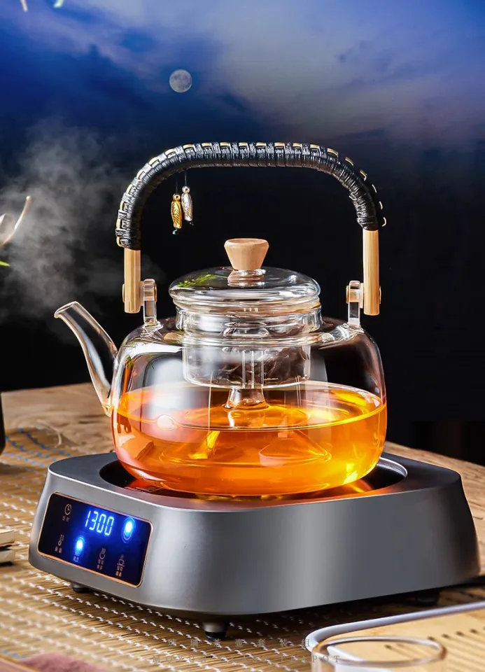 Kettle Tea Set Tea Infuser Glass Teapot with Weave Handle Chinese  Heat-resistant Glass Teapot Transparent