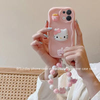 แม่พิมพ์กลม เคส Phone Case Infinix Note 30 Pro VIP Note 12 G96 12 Pro 4G 5G เคส มือถือลายการ์ตูนน่ารักสีชมพู3มิติ Hello Kitty พร้อมด้วยสร้อยข้อมือลูกปัด Cover 2023