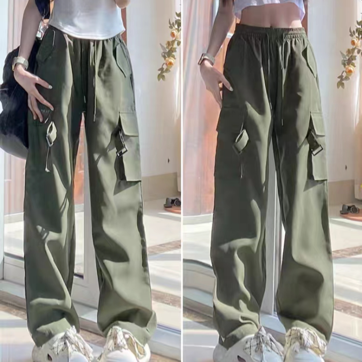 april-sunny-y2k-กางเกงคาร์โก้ผู้หญิงฤดูร้อนหลวมกางเกงลำลองขากว้างกางเกงเอวสูง