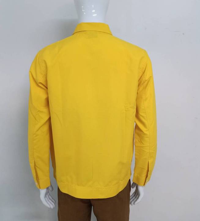 เสื้อแจ็คเก็ตกึ่งสูทสีเหลือง-ใส่ได้-ชาย-หญิง-ซิปหน้า-คละไซร์งานผลิตในไทยจากโรงงานครบวงจร
