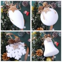ลูกบอลเกล็ดหิมะแขวนกระดิ่งต้นคริสต์มาสสีขาวกันแตก GDOUXINATB ของขวัญคริสต์มาสลูกบอลเครื่องประดับการตกแต่งคริสต์มาส