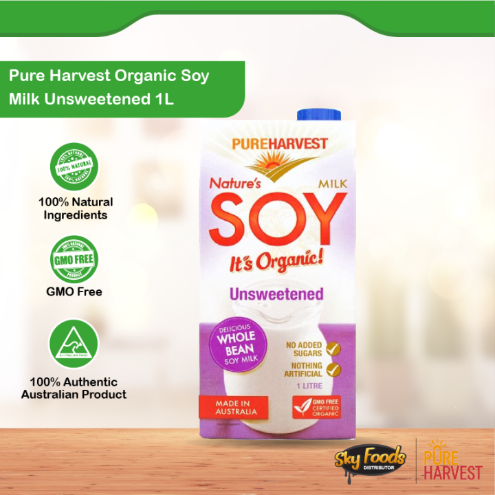 PureHarvest Organic Soy Milk Unsweetened (1L) Lazada