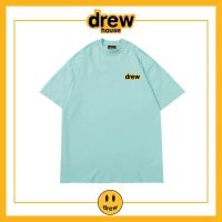 Five Drew เสื้อยืดแขนสั้นลายตัวอักษร Smiley เสื้อยืดคู่รักแบบหลวมๆแบรนด์อินเทรนด์สูงถนนจัสตินบีเบอร์เสื้อคอตตอนผู้ชาย