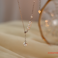 ZONGPAN สร้อยคอไข่มุกแบบปรับได้สำหรับผู้หญิงสร้อยคอแบบโซ่หรูหราน้ำหนักเบาแบบฝรั่งเศสของขวัญสำหรับงานเลี้ยง