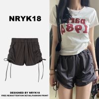 COD American Style Retro Girly Style Pleated Shorts Womens Summer Bm Style Hot Pants with Hot Waist Strap