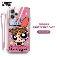 VRQR Powerpuffy เคสโทรศัพท์สำหรับหญิงสาวน่ารักสำหรับ OPPO Realme 9 Pro + Realme V25 Realme 9 Pro 4G Realme 10 Pro Plus 5G Realme 11 Pro Plua 5G ซูเปอร์เกิร์ลกรอบนุ่มบางพิเศษ (รวมฟรีสายคล้อง)