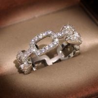 [COD] cross-border hollow geometric ring womens full diamond zircon live source light luxury closed