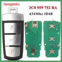 LIANGYAOKU ชิป ID48อุปกรณ์เสริมรถยนต์433MHz 3C0 959 752 BA 3ปุ่มกุญแจรีโมตรถยนต์กุญแจ Kunci Remote Mobil กุญแจรถยนต์รีโมทกุญแจรีโมต