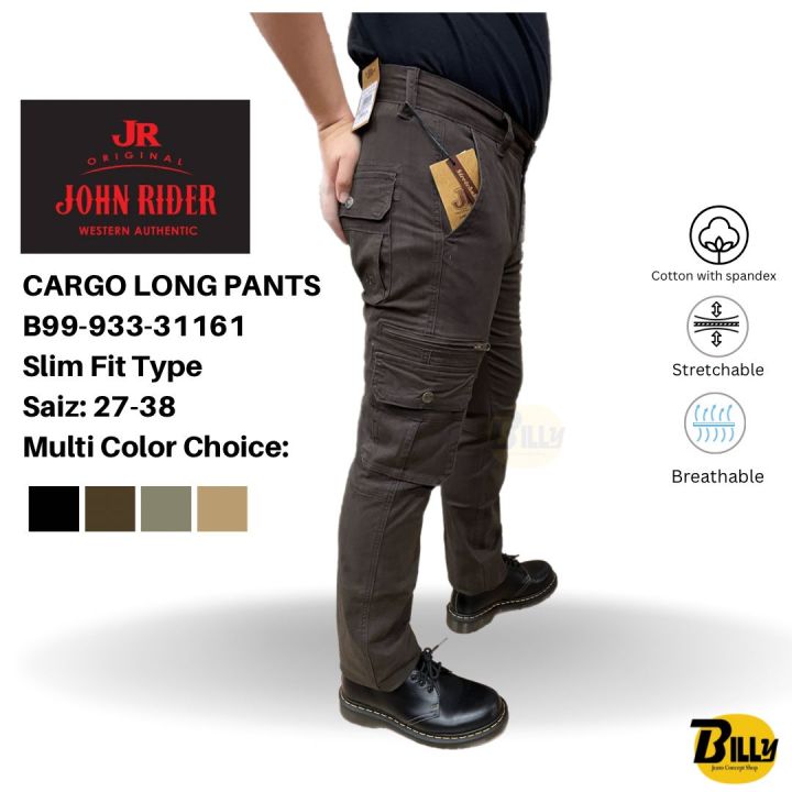 JOHN RIDER Brand Men's Slim Fit Tactical Cargo Long Pants (B99-933