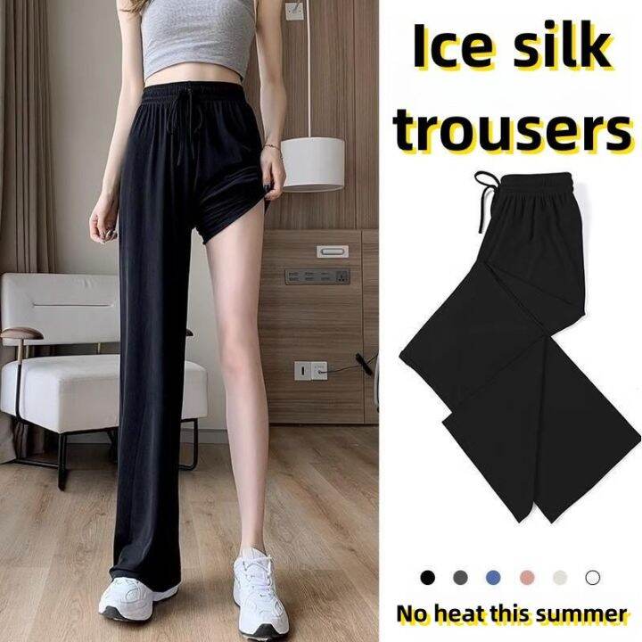 Glitter Lurex Long Pants Elastic Waist Wide Leg Trousers Women Party  Clothes | eBay