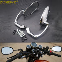 ZORBYZ Motorcycle Chrome L-bar Retro Oval Rearview Side Mirror E9 Mark For Honda Yamaha Suzuki Cafe Racer Custom