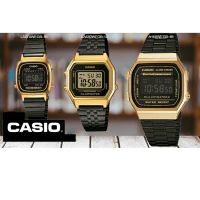 (casio) นาฬิกาข้อมือ กันน้ำ100% Casio Standard ผู้ชายและผู้หญิง รุ่น A168WG-9W นาฬืกาcasio สายเหล็ก ดำทอง นาฬิกาผู้หญิงผู้ชาย RC610