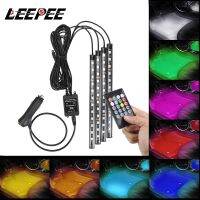 【ขายดี Oozkhjue 528】□ LEEPEE 24/36/48หลอดไฟแอลอีดีสร้างบรรยากาศ LED แถบไฟตกแต่งเท้า RGB โคมไฟตกแต่งอุปกรณ์ยานยนต์อัจฉริยะ