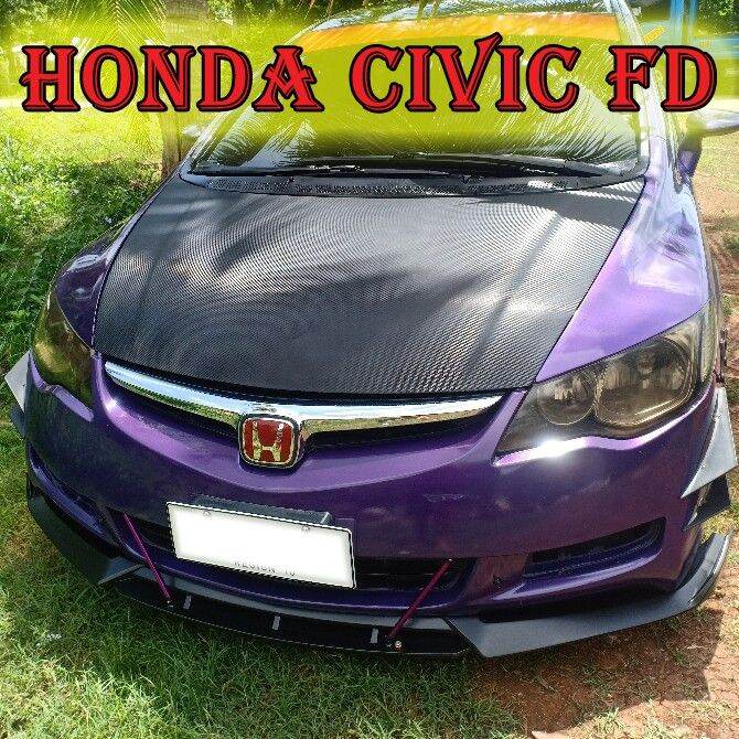 Black Car Front Bumper Lip Double Chin Splitter Diffuser Body Kit Honda Civic FD Matte Lazada PH