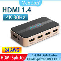 Vention HDMI 1X4 Splitter 1 In 4 Out Spliter สำหรับ TVbox PS3/4แล็ปท็อป HDMI Switch Adapter พร้อมแหล่งจ่ายไฟ HD Switcher 4kX2k 3D Splitter