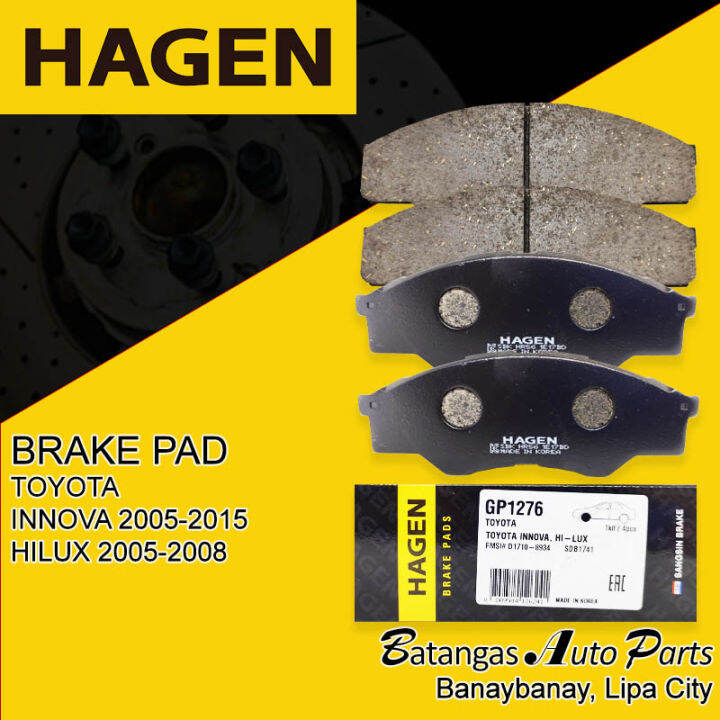 HAGEN BRAKE PAD TOYOTA INNOVA 20052015 / HILUX 20052008 Lazada PH