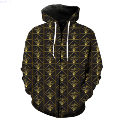 Abstract Geometric Patterns Mens Zipper Hoodie Teens Fashion With Hood Jackets Spring Long Sleeve Oversized Cool Unisex Hip Hop Size:XS-5XL