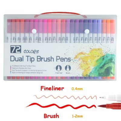 hot！【DT】 72 Colors Pens Watercolor Fineliner Supplies for Coloring Books Stationery
