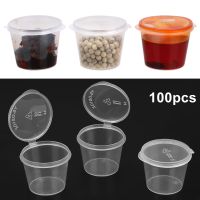 Wholesale 100pcs Disposable Clear Plastic Sauce Pot 30ml Chutney Cups Slime Storage Container Box With Lids Kitchen Organizer