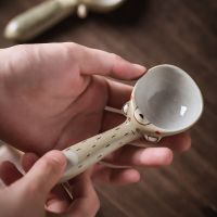 Cute Animal Spoon Handmade Thick Pottery Soup Spoon Ice Cream Spoon Hippo Bear Sauce Ladle tiny spoon shovel spoon  mini spoon Serving Utensils