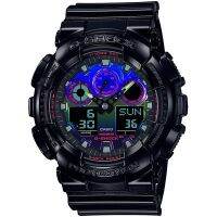 ญี่ปุ่น CASIO GA-100RGB-1AJF G-SHOCK นาฬิกาข้อมือสำหรับผู้ชาย,นาฬิกาข้อมือ GA100RGB1AJF 100RGB จีเอสีดำ1AJF รุ้งเสมือนจริง: Gamer S RGB Series Abies5Star