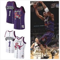 เสื้อกีฬาแขนสั้น ลายทีม NBA man Toronto Raptors 1 Tracy McGrady สไตล์คลาสสิก สําหรับผู้ชาย