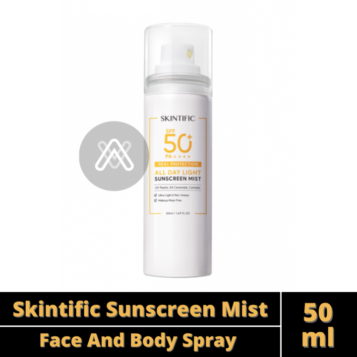 SKINTIFIC All Day Light Sunscreen Mist SPF50 PA+++ Anti UV/Body Spray ...