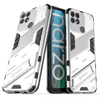 สำหรับ OPPO Realme Narzo 50A Punk Armor 2 In 1 PC + TPU เคสโทรศัพท์กันกระแทกพร้อมที่วางที่มองไม่เห็น (สีดำ)