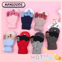 MAXG Winter Cartoon Fox Keep Finger Warm Lovely Thick Knitting Mittens Kids Gloves Plus Velvet