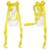 【jw】๑♤ Anogol Tsukino Usagi for Curly Blonde Ponytail Synthetic Wig Girls Costume