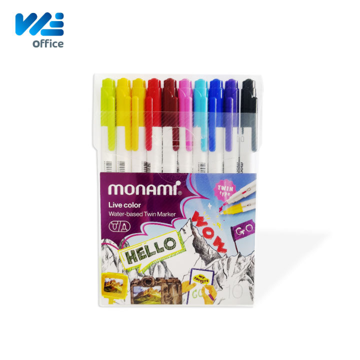 monami-โมนามิ-ปากกาสีน้ำ-รุ่น-live-color-ชุด-10-สี-ด้ามสีขาว-สีสด-ใช้งานได้หลากหลาย