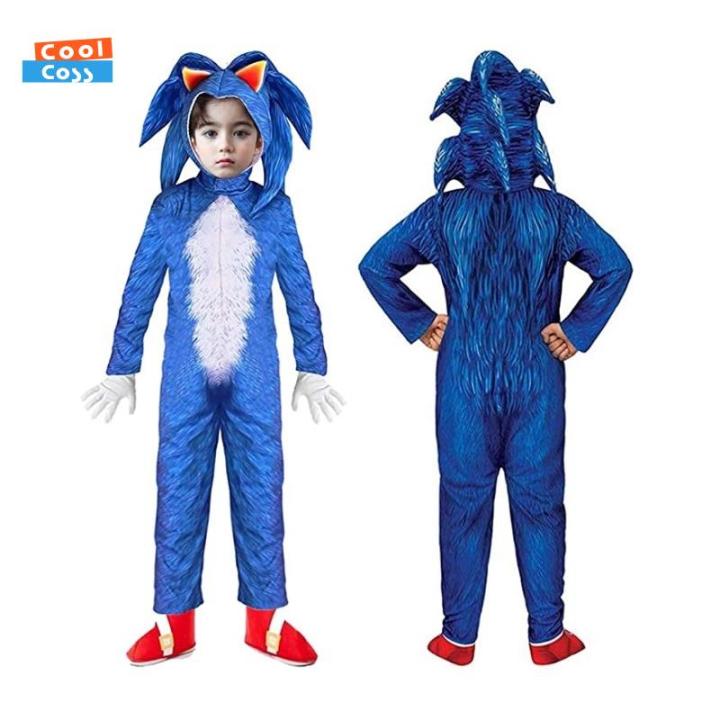 Hedgehog Sonic Cosplay Jumpsuit Costume Party Kids Boys Fancy