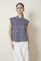 ESPADA เสื้อเบลาส์แขนกุดลายเข็มขัดโซ่ ผู้หญิง | Belt and Chains Print Sleeveless Blouse | 4702