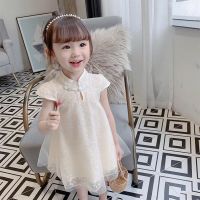 Summer Kids Dress For Girl Chinese Style Baby Girls Princess Dress Toddler Kids Clothes Disc Buckle Cheongsam Dress Haberdashery