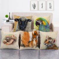 【hot】✕❃ Pillowcase Sheep Tiger Cotton Pillows for Room Aesthetics Bed Sofa Covers 45x45cm