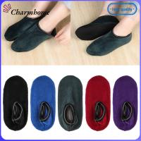 CHARMHOME ของขวัญ Antislip รองเท้าแตะ ถุงเท้าพื้นห้องนอน ฤดูหนาวอบอุ่น ถุงเท้ากันความร้อน กำมะหยี่หนา