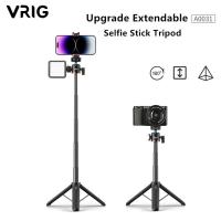 Vrig ไม้เท้าเซลฟีขาตั้งสามขาโทรศัพท์แบบยืดได้360กล้องติดหมวกบอลขาตั้งกล้องพร้อมสกรู14ตัวสำหรับกล้องโทรศัพท์ไมค์ไลท์