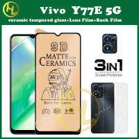 (3ใน1) VIVO Y77E เซรามิกป้องกันหน้าจอกระจก + ฟิล์มกล้อง + กลับฟิล์มสำหรับ Vivo Y76 Y02T Y22S Y15 Y35 Y73 Y72 Y33S Y02 Y36 Y11 Y12 Y17 Y15A Y12A Y15S Y16 Y19 Y20S Y02S (G) y30 Y21T 5กรัม Y22ฟิล์มบางเซรามิก