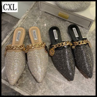 CXL รองเท้าแตะส้นเตี้ยแฟชั่นสำหรับผู้หญิง,รองเท้าแตะส้นเตี้ย (ขนาด35-43)